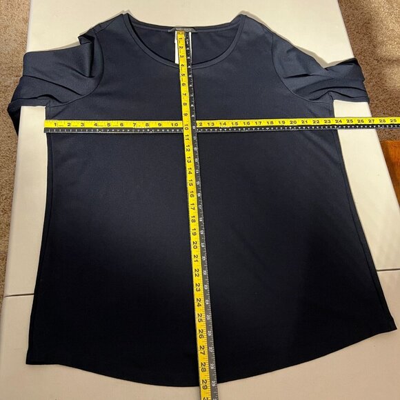 MARINA RINALDI Tunic Top Womens Large Navy Blue‎ Grommet Long Sleeve Knit Blouse - Picture 2 of 7